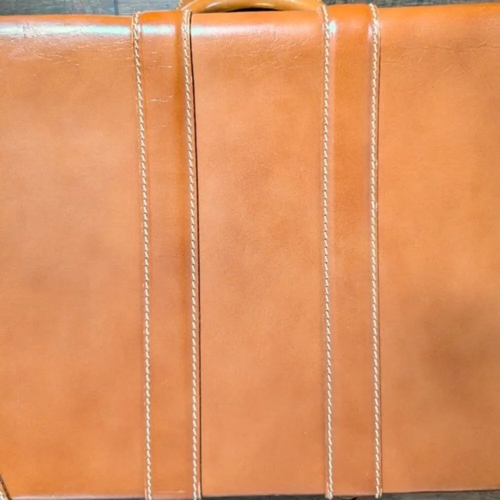 Vintage Lido New York Cowhide Leather Suitcase/Luggage/Retro Travel